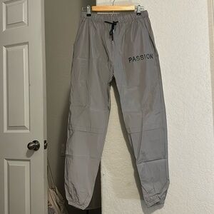 Silver polyester Cargo Pants